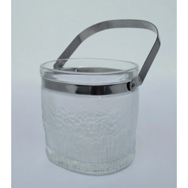 Mid-Century Scandinavian, Attr. To I'ittala Textured Iceberg Glass Ice Bucket With Aluminum Handle For Sale - Image 13 of 13