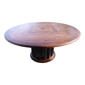 Bold Walnut Dining Tbl. Seat 8+ Gaboon Ebony Embellishments.