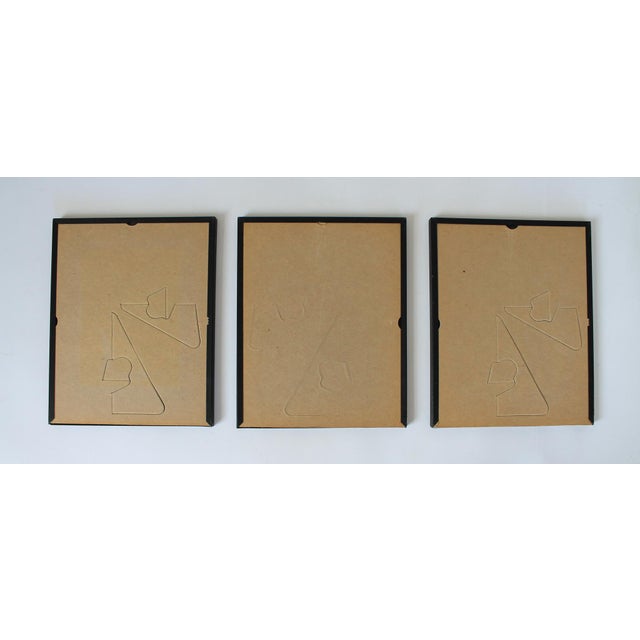 Vintage Framed Minimalist Watercolor Wall Art S/3 For Sale - Image 9 of 12