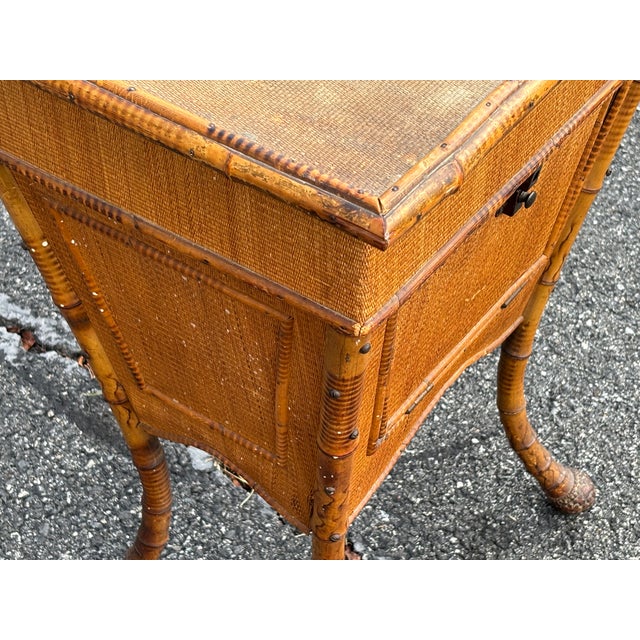 Wood Late 19th Century Wicker Bamboo Side-Table For Sale - Image 7 of 13