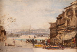 Unknown, Animated Orientalist Landscape, 1884, Oil on Panel