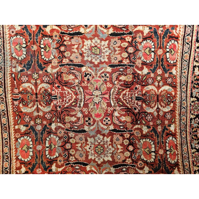 Vintage Persian Mahal Sultanabad Rug, Hand-Knotted Wool, Geometric Pattern, 9x13, Rust-Red & Navy For Sale - Image 12 of 17
