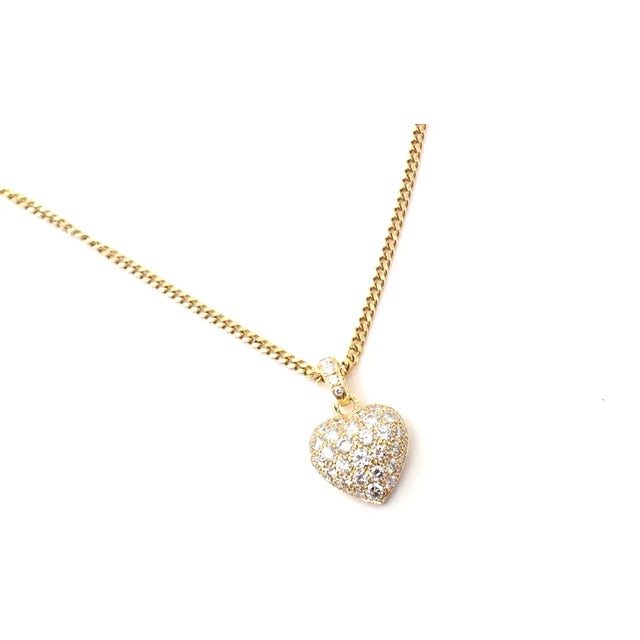 Cartier Cartier 18k Yellow Gold 2ct Diamond Pavé Large Heart Pendant Necklace For Sale - Image 4 of 11