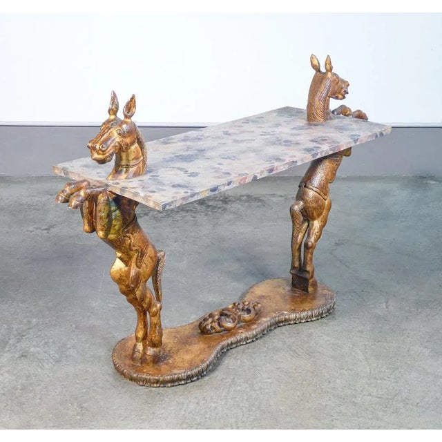 Console Table with Base with Horse Sculptures, 1890s For Sale - Image 4 of 11