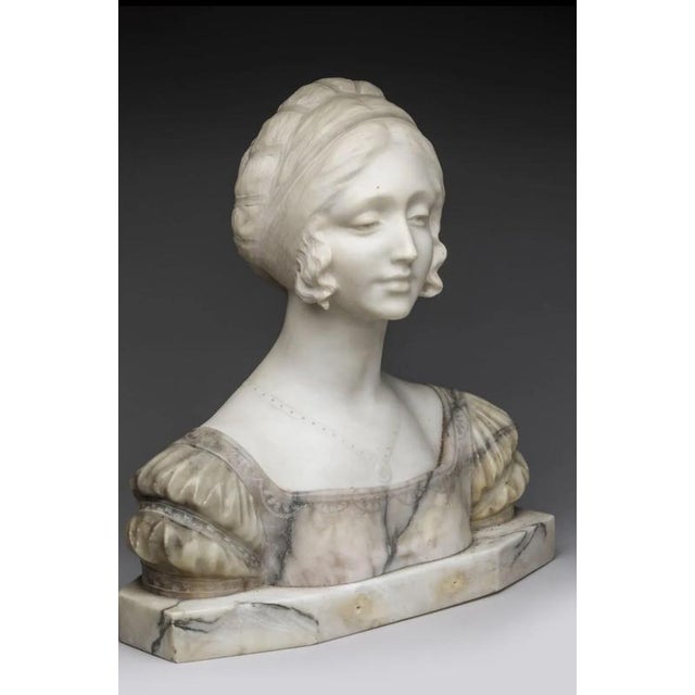 Italian School, Bust of a Woman, 19th-Century, Carrara Marble For Sale - Image 4 of 8