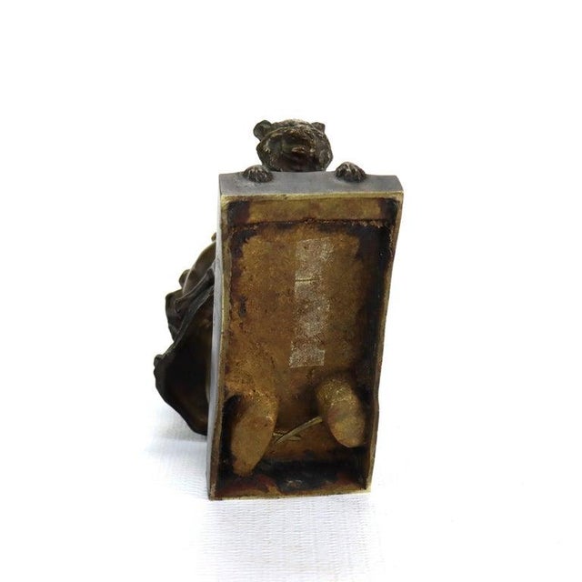 Bronze Antique Juan Clara 1st Edition Bronze Figure “Toddler With Cat” Signed C1900 For Sale - Image 8 of 10