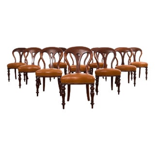 Set of Ten English Biedermeier Mahogany Leather Dining Chairs For Sale