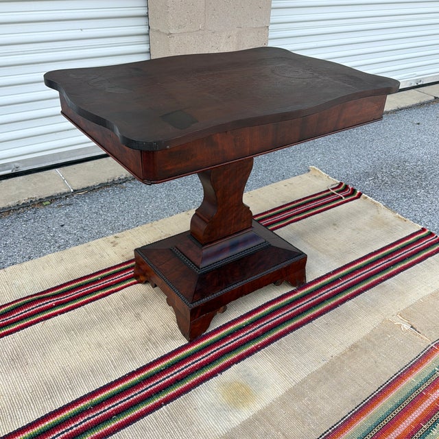 Oxblood Red Antique American Victorian-Empire Mahogany Parlour Table, Circa 1840s For Sale - Image 8 of 12