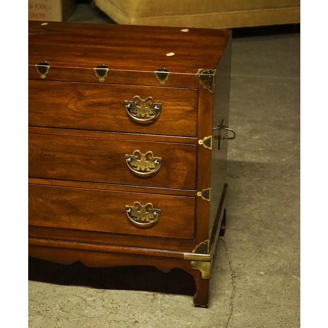 Henredon 3 drawer bachelors chest that blends British military campaign style with Japanese Tansu components. It features...