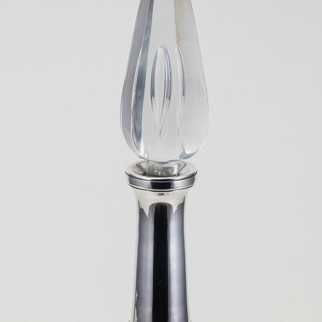 Metal 20th Century Art Deco French Silver & Baccarat Crystal Decanter, 1920s For Sale - Image 7 of 13
