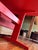 Coral Laquered Mid-Century Danish Modern Minimalist Trestle Dining Table C1960s For Sale - Image 11 of 14