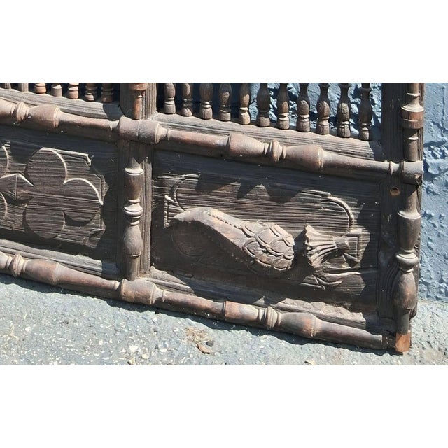19thc Large Haveli Indian Hand Carved Architectural Door/ Shutter Assembly/ Sculptural For Sale - Image 14 of 16