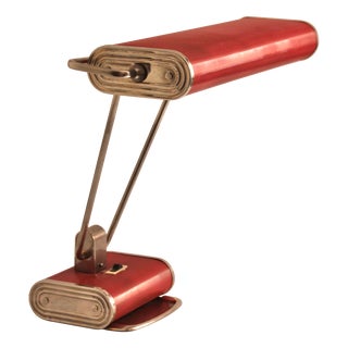 Art Deco French Red Chrome Table Lamp by Eileen Gray for Jumo, 1940s For Sale
