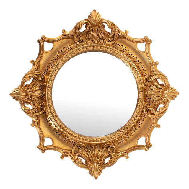 French D' Amboise Collection of Gold Petite Mirrors- Round For Sale