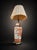 Vintage Chinoiserie Porcelain Table Lamp With Terracotta Floral Motif and Pleated Shade For Sale - Image 4 of 4
