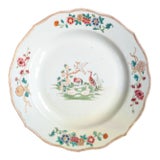 18th Century Chinese Export Qianlong Period Famille Rose Plate With Repair For Sale