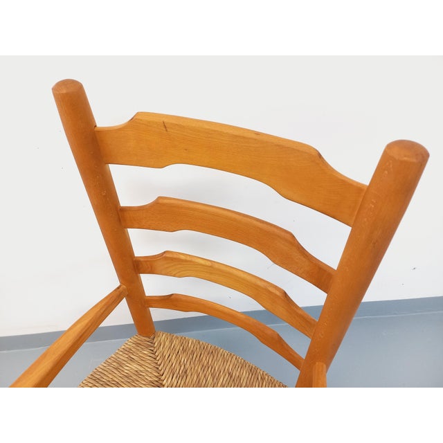 Vintage Armchair in Beech Wood and Straw, 1960s For Sale - Image 3 of 11