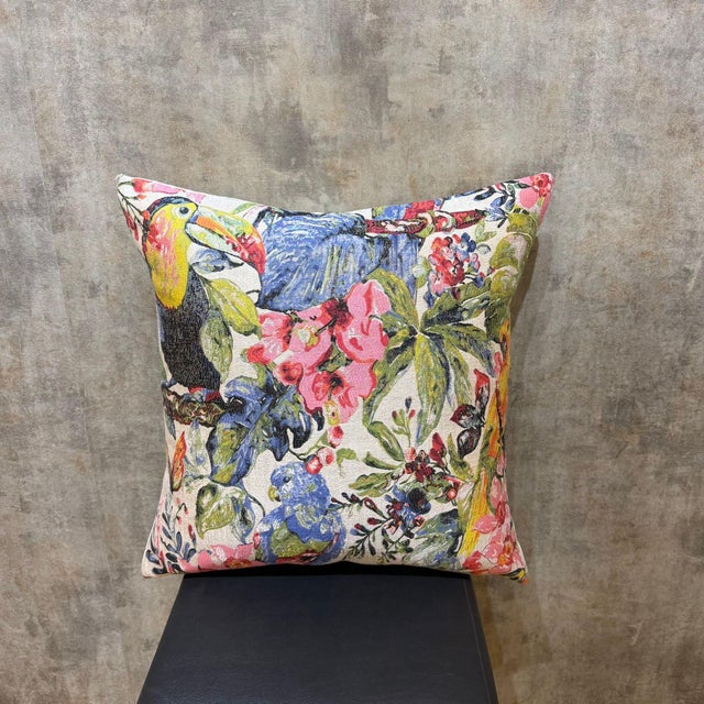 Toucan Parrot Woven 18x18 Cushion Cover For Sale - Image 16 of 18
