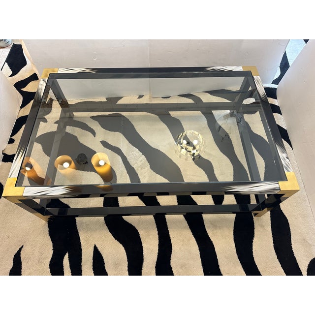 2010s Theodore Alexander Faux Horn Brass and Glass Coffee Table For Sale - Image 5 of 10