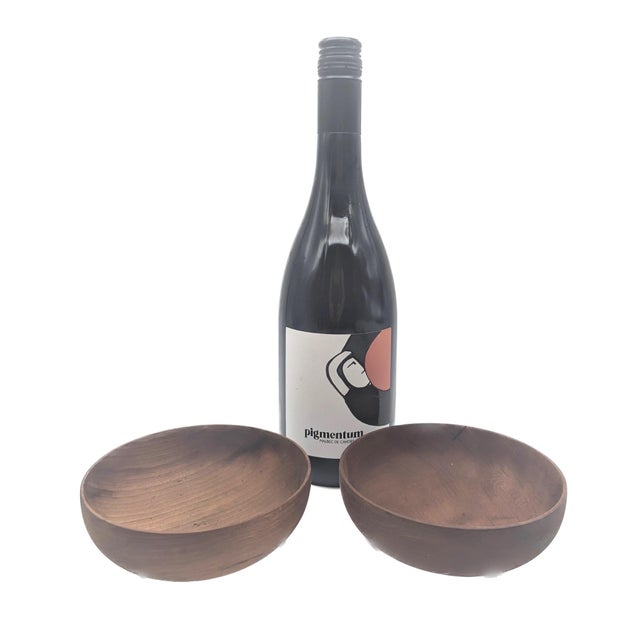 Wood 1950s Turned and Lathed Teak Wood Bowls, a Pair For Sale - Image 7 of 11