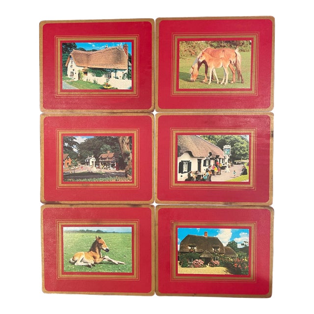 Vintage Placemats With Scenes From the English Countryside - Set of 6 For Sale