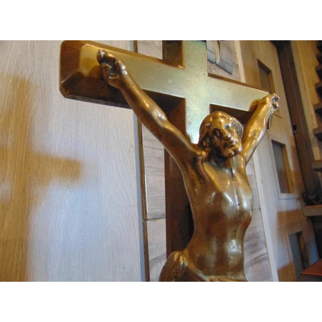 Art Nouveau Brass Standing Cross, 1890s For Sale - Image 3 of 11