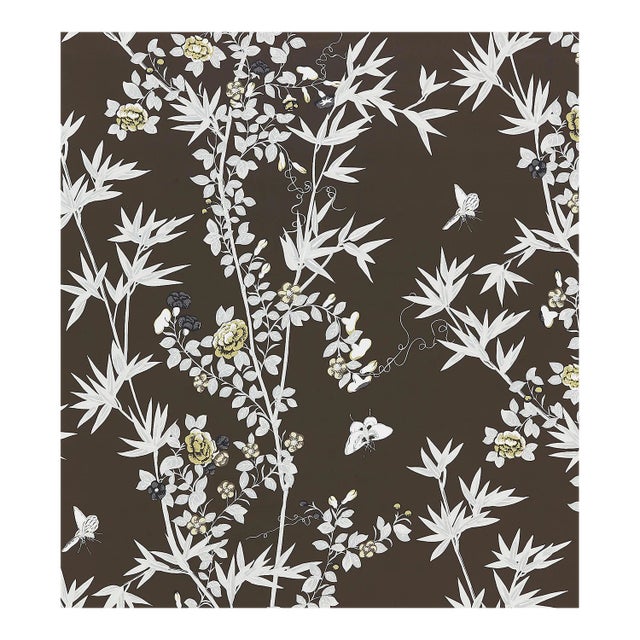 Sample - The House of Scalamandre Jardin De Chine Wallcovering, Espresso For Sale