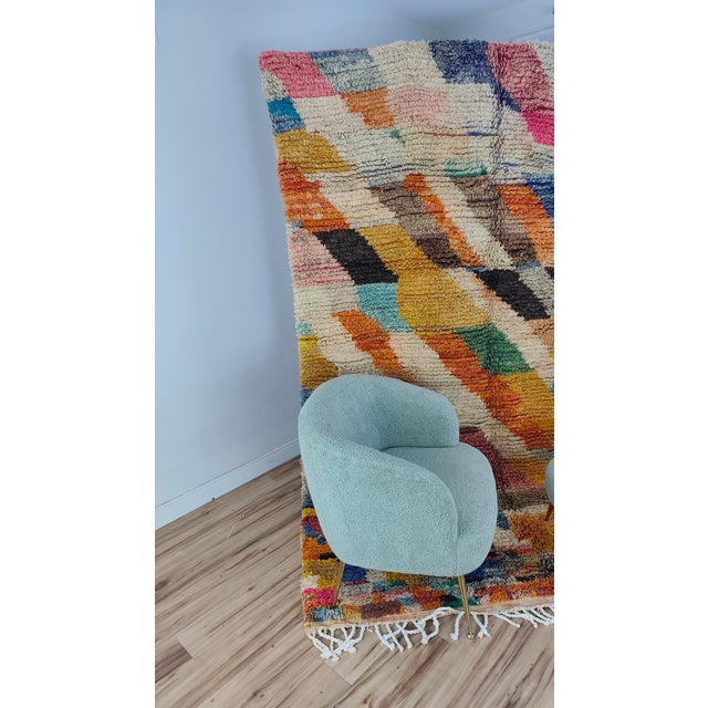 2020s Handmade Moroccan Boujaad Rug, Rainbow Diagonal Chevron, 9' X 6'4" For Sale - Image 5 of 16