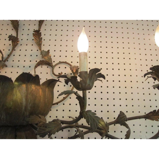 1940s 1940s Vintage Italian Metal Lotus Wall Sconce For Sale - Image 5 of 7