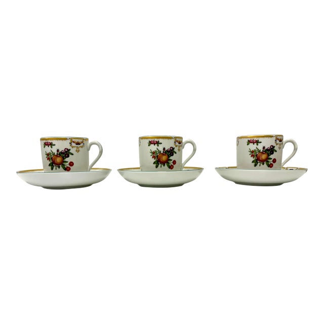 1990s Mottahedeh 'Duke of Gloucester' Porcelain Cups and Saucers Set- 6 Pieces For Sale