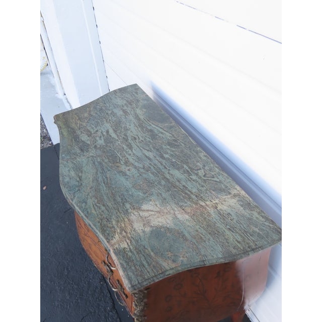Late 20th Century French Marble Top Bombay Serpentine Inlay Commode Dresser Bathroom Vanity 6433 For Sale - Image 5 of 18