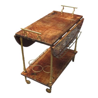 Goat Skin Parchment Bar Cart by Aldo Tura, Circa 1950s, Italy For Sale