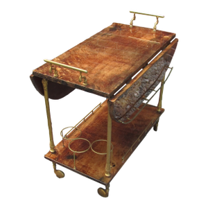 Goat Skin Parchment Bar Cart by Aldo Tura, Circa 1950s, Italy