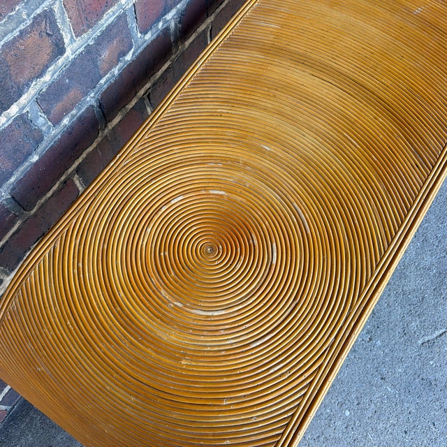 Late 20th Century Gabriella Crespi Style Mid-Century Pencil Reed Rattan Waterfall Console Table For Sale - Image 5 of 9