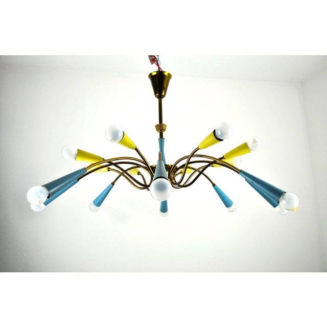 Gold Mid-Century Sputnik Ceiling Lamp For Sale - Image 8 of 12