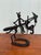 Mid-century wrought iron and hardware sculpture depicting a knight on horseback. Work of an unknown sculptor. The...