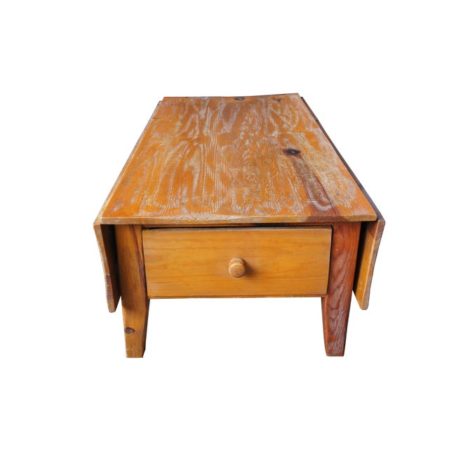 Country Arhaus Solid Pine Distressed Drop Leaf Coffee Table Chairish