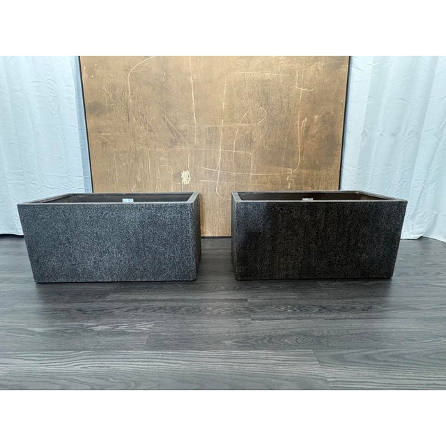 RH Restoration Hardware Paxos Square Planter – Size F, Set of 2 Carbon | 39½"W × 19½"D × 19½"H | Upscale Staging...