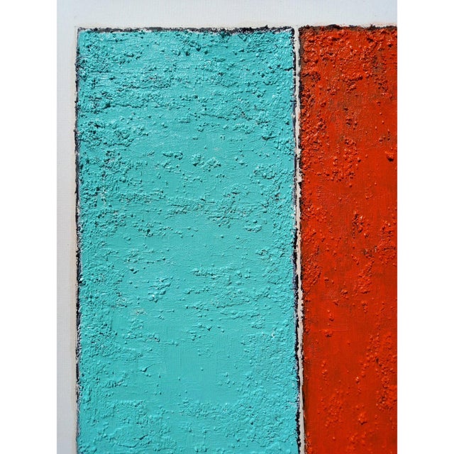 Fashion Inspired 'Blue and Orange' #1 Highly Textured Abstract Oil Painting For Sale - Image 6 of 10