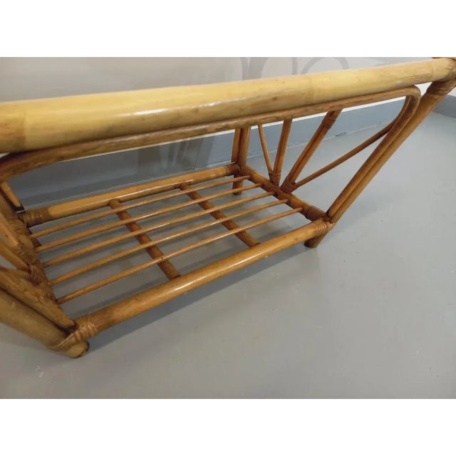 Gray Vintage Smoked Glass and Rattan Coffee Table, 1970s For Sale - Image 8 of 11