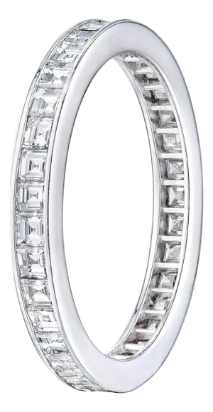 Carre Cut 1.50 Ct Channel Set Diamond Wedding Eternity Band Set in Platinum, Size 6