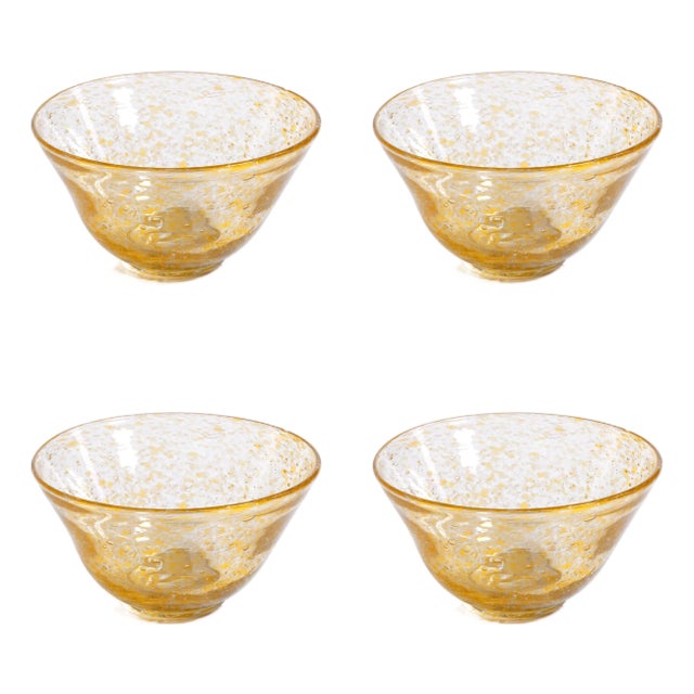 Antibes 4-Piece Set Glass Bowls, Yellow For Sale