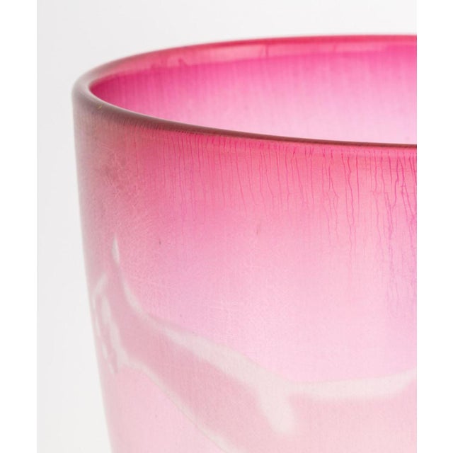 Glass Steven Newell Pink Art Glass Bowl, 1981 For Sale - Image 7 of 10