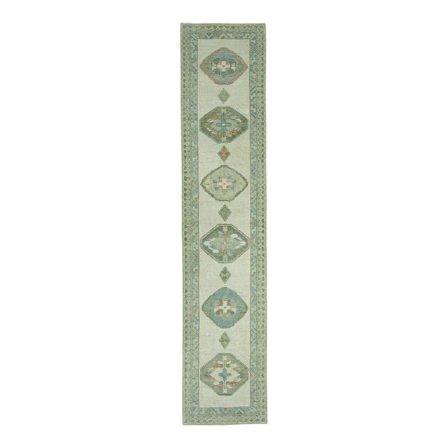Turkish Oushak Rug 2'8" x 12'5" #19215 For Sale