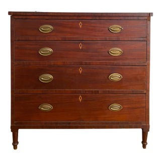 Antique Early 1800s Virginia Neoclassical Mahogany Chest of Drawers For Sale