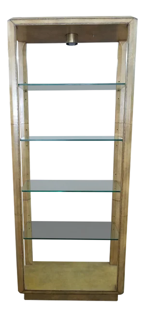 1980s Traditional Maitland Smith Leather Clad Etagere