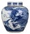 Vintage Blue and White Porcelain Lidded Jar With Dragon and Carp Motif For Sale