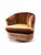 This is a Vintage 1970s handcrafted Charles Schneider Mid Century Modern Channel Back Swivel Chair upholstered in a velvet...