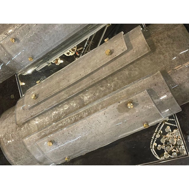 Pair of Modern Murano Large Scale Layered Smoke Glass Sconces For Sale In Dallas - Image 6 of 8