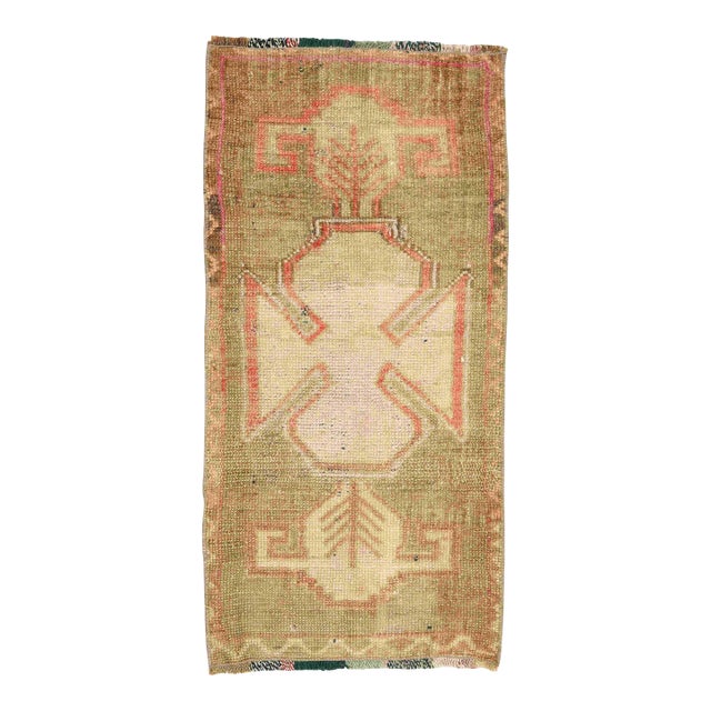 Vintage Turkish Mini Rug For Sale